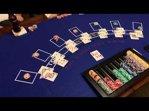 Playing Blackjack (tournament style) at home with friends and family. $10 buy-in Game 1