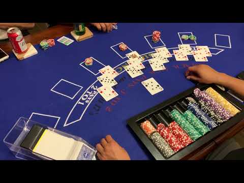 Playing Blackjack (tournament style) at home with friends and family. $10 buy-in Game 2